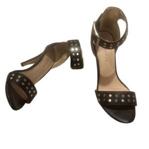 🔵 Metaphor Black open toe heels with silver studs Size 8